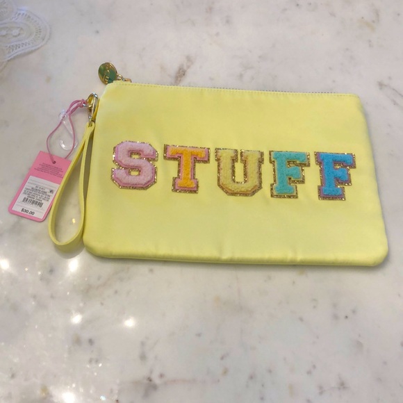 Stoney Clover Lane, Bags, Nwt Stoney Clover Lane X Target Light Yellow Stuff  Patch Flat Pouch